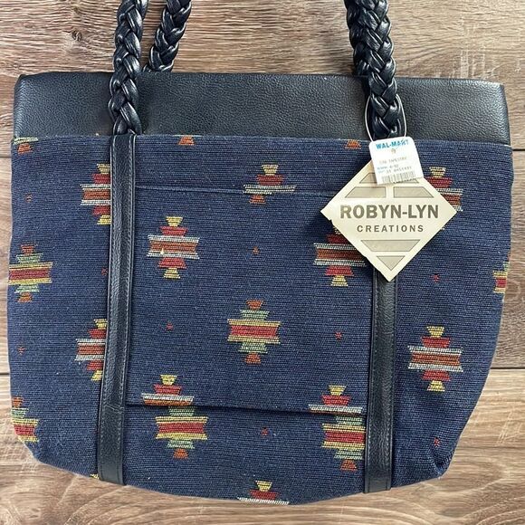Robert-Lyn Creations Tapestry Handbag, Blue with Southwestern Design, NWT - Picture 3 of 7